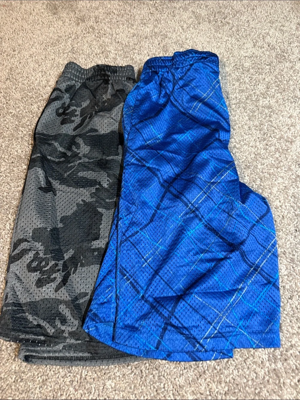 Kids Athletic Mesh Shorts - Blue & Gray